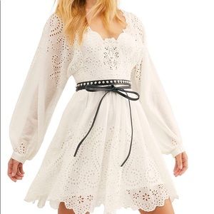 NWT Free People | White Lottie Lace Up Coastal Cowgirl Boho Dress
